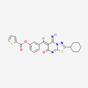 3-[(2-cyclohexyl-5-imino-7-oxo-5H-[1,3,4]thiadiazolo[3,2-a]pyrimidin-6(7H)-ylidene)methyl]phenyl 2-thiophenecarboxylate