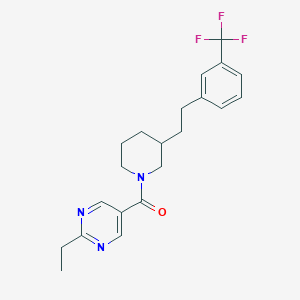 molecular formula C21H24F3N3O B5322791 2-ethyl-5-[(3-{2-[3-(trifluoromethyl)phenyl]ethyl}-1-piperidinyl)carbonyl]pyrimidine 