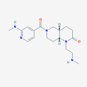 molecular formula C18H27N5O2 B5322839 rel-(4aS,8aR)-1-[2-(methylamino)ethyl]-6-[2-(methylamino)isonicotinoyl]octahydro-1,6-naphthyridin-2(1H)-one dihydrochloride 