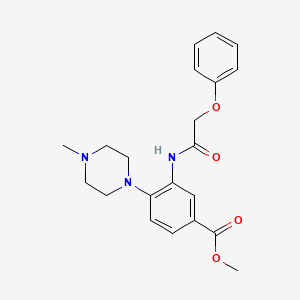 molecular formula C21H25N3O4 B5322927 methyl 4-(4-methyl-1-piperazinyl)-3-[(phenoxyacetyl)amino]benzoate 