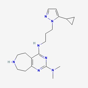 molecular formula C19H29N7 B5322937 N~4~-[3-(5-cyclopropyl-1H-pyrazol-1-yl)propyl]-N~2~,N~2~-dimethyl-6,7,8,9-tetrahydro-5H-pyrimido[4,5-d]azepine-2,4-diamine 