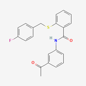 molecular formula C22H18FNO2S B5322987 N-(3-acetylphenyl)-2-[(4-fluorobenzyl)thio]benzamide 