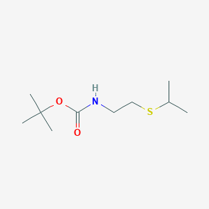 molecular formula C10H21NO2S B053230 Carbamic acid, [2-[(1-methylethyl)thio]ethyl]-, 1,1-dimethylethyl ester (9CI) CAS No. 124073-15-0