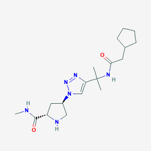 molecular formula C18H30N6O2 B5323016 (4R)-4-(4-{1-[(cyclopentylacetyl)amino]-1-methylethyl}-1H-1,2,3-triazol-1-yl)-N-methyl-L-prolinamide hydrochloride 