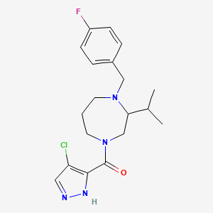 molecular formula C19H24ClFN4O B5323237 4-[(4-chloro-1H-pyrazol-3-yl)carbonyl]-1-(4-fluorobenzyl)-2-isopropyl-1,4-diazepane 