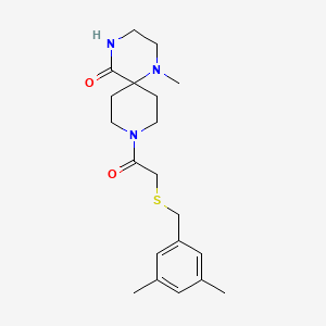 molecular formula C20H29N3O2S B5323263 9-{[(3,5-dimethylbenzyl)thio]acetyl}-1-methyl-1,4,9-triazaspiro[5.5]undecan-5-one 