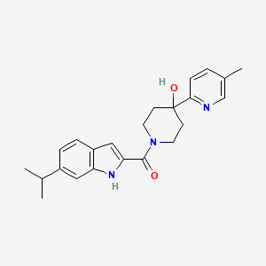 molecular formula C23H27N3O2 B5323276 1-[(6-isopropyl-1H-indol-2-yl)carbonyl]-4-(5-methylpyridin-2-yl)piperidin-4-ol 