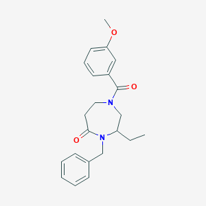 molecular formula C22H26N2O3 B5323302 4-benzyl-3-ethyl-1-(3-methoxybenzoyl)-1,4-diazepan-5-one 