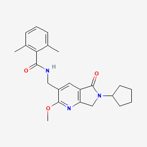 N-[(6-cyclopentyl-2-methoxy-5-oxo-6,7-dihydro-5H-pyrrolo[3,4-b]pyridin-3-yl)methyl]-2,6-dimethylbenzamide