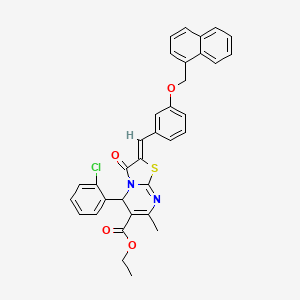 molecular formula C34H27ClN2O4S B5323533 ethyl 5-(2-chlorophenyl)-7-methyl-2-[3-(1-naphthylmethoxy)benzylidene]-3-oxo-2,3-dihydro-5H-[1,3]thiazolo[3,2-a]pyrimidine-6-carboxylate 