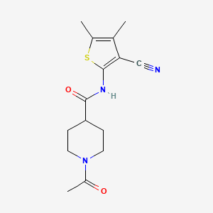 molecular formula C15H19N3O2S B5323583 1-acetyl-N-(3-cyano-4,5-dimethyl-2-thienyl)-4-piperidinecarboxamide 