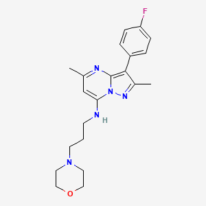 molecular formula C21H26FN5O B5323692 3-(4-fluorophenyl)-2,5-dimethyl-N-[3-(4-morpholinyl)propyl]pyrazolo[1,5-a]pyrimidin-7-amine 