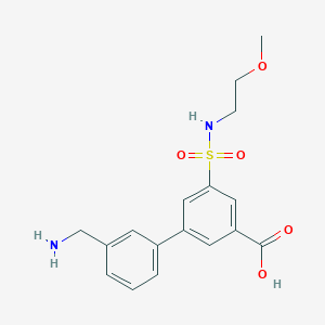 molecular formula C17H20N2O5S B5323698 3'-(aminomethyl)-5-{[(2-methoxyethyl)amino]sulfonyl}-3-biphenylcarboxylic acid hydrochloride 