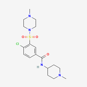 molecular formula C18H27ClN4O3S B5323740 4-chloro-3-[(4-methyl-1-piperazinyl)sulfonyl]-N-(1-methyl-4-piperidinyl)benzamide 