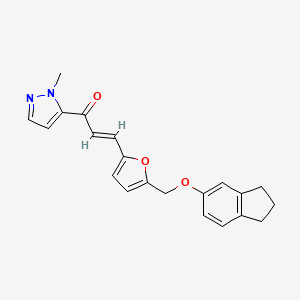 molecular formula C21H20N2O3 B5323762 (E)-3-{5-[(2,3-DIHYDRO-1H-INDEN-5-YLOXY)METHYL]-2-FURYL}-1-(1-METHYL-1H-PYRAZOL-5-YL)-2-PROPEN-1-ONE 