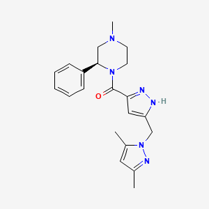 molecular formula C21H26N6O B5323841 (2S)-1-({5-[(3,5-dimethyl-1H-pyrazol-1-yl)methyl]-1H-pyrazol-3-yl}carbonyl)-4-methyl-2-phenylpiperazine 