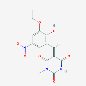 molecular formula C14H13N3O7 B5323857 5-(3-ethoxy-2-hydroxy-5-nitrobenzylidene)-1-methyl-2,4,6(1H,3H,5H)-pyrimidinetrione 