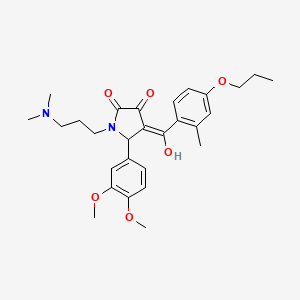 molecular formula C28H36N2O6 B5323894 5-(3,4-dimethoxyphenyl)-1-[3-(dimethylamino)propyl]-3-hydroxy-4-(2-methyl-4-propoxybenzoyl)-1,5-dihydro-2H-pyrrol-2-one 