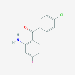 molecular formula C13H9ClFNO B053239 (2-Amino-4-fluorophenyl)(4-chlorophenyl)methanone CAS No. 115831-74-8