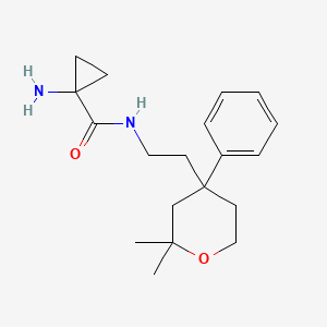 molecular formula C19H28N2O2 B5323901 1-amino-N-[2-(2,2-dimethyl-4-phenyltetrahydro-2H-pyran-4-yl)ethyl]cyclopropanecarboxamide 