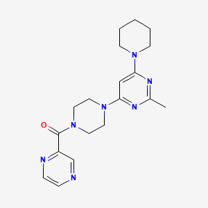 molecular formula C19H25N7O B5323905 2-methyl-4-(1-piperidinyl)-6-[4-(2-pyrazinylcarbonyl)-1-piperazinyl]pyrimidine 