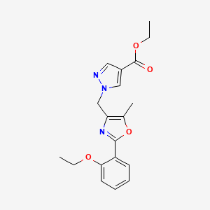 molecular formula C19H21N3O4 B5323924 ethyl 1-{[2-(2-ethoxyphenyl)-5-methyl-1,3-oxazol-4-yl]methyl}-1H-pyrazole-4-carboxylate 