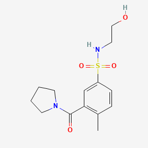 molecular formula C14H20N2O4S B5323932 N-(2-hydroxyethyl)-4-methyl-3-(pyrrolidine-1-carbonyl)benzenesulfonamide 