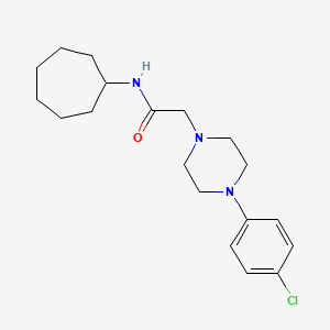 molecular formula C19H28ClN3O B5323966 2-[4-(4-chlorophenyl)-1-piperazinyl]-N-cycloheptylacetamide 