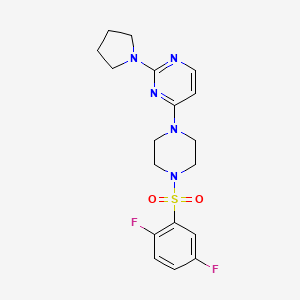 molecular formula C18H21F2N5O2S B5323976 4-{4-[(2,5-difluorophenyl)sulfonyl]-1-piperazinyl}-2-(1-pyrrolidinyl)pyrimidine 