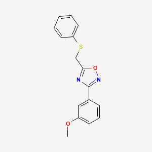 molecular formula C16H14N2O2S B5323995 3-(3-methoxyphenyl)-5-[(phenylthio)methyl]-1,2,4-oxadiazole 