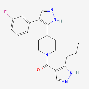 [4-[4-(3-fluorophenyl)-1H-pyrazol-5-yl]piperidin-1-yl]-(5-propyl-1H-pyrazol-4-yl)methanone