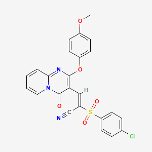 (2E)-2-(4-CHLOROBENZENESULFONYL)-3-[2-(4-METHOXYPHENOXY)-4-OXO-4H-PYRIDO[1,2-A]PYRIMIDIN-3-YL]PROP-2-ENENITRILE