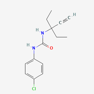 molecular formula C14H17ClN2O B5324131 N-(4-chlorophenyl)-N'-(1,1-diethyl-2-propyn-1-yl)urea 