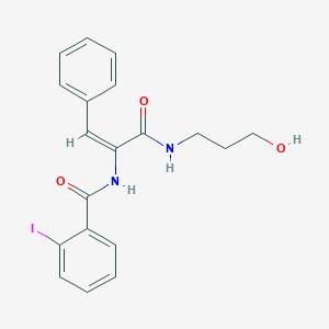 N-[(E)-3-(3-hydroxypropylamino)-3-oxo-1-phenylprop-1-en-2-yl]-2-iodobenzamide