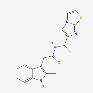 N-(1-imidazo[2,1-b][1,3]thiazol-6-ylethyl)-2-(2-methyl-1H-indol-3-yl)acetamide