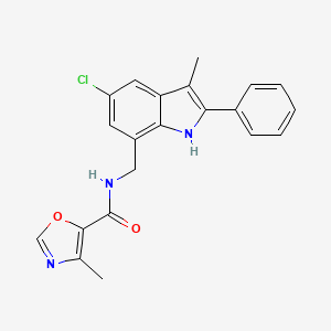 N-[(5-chloro-3-methyl-2-phenyl-1H-indol-7-yl)methyl]-4-methyl-1,3-oxazole-5-carboxamide