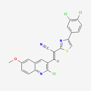 (E)-3-(2-chloro-6-methoxyquinolin-3-yl)-2-[4-(3,4-dichlorophenyl)-1,3-thiazol-2-yl]prop-2-enenitrile