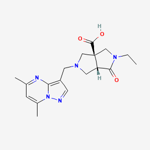 molecular formula C18H23N5O3 B5324326 (3aS*,6aS*)-5-[(5,7-dimethylpyrazolo[1,5-a]pyrimidin-3-yl)methyl]-2-ethyl-1-oxohexahydropyrrolo[3,4-c]pyrrole-3a(1H)-carboxylic acid 