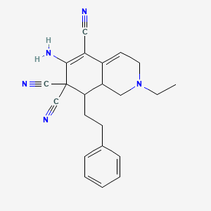 molecular formula C22H23N5 B5324365 6-amino-2-ethyl-8-(2-phenylethyl)-2,3,8,8a-tetrahydro-5,7,7(1H)-isoquinolinetricarbonitrile 