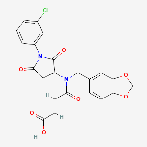 molecular formula C22H17ClN2O7 B5324472 4-{(1,3-benzodioxol-5-ylmethyl)[1-(3-chlorophenyl)-2,5-dioxo-3-pyrrolidinyl]amino}-4-oxo-2-butenoic acid 