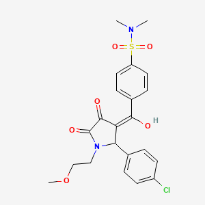 molecular formula C22H23ClN2O6S B5324481 4-{[2-(4-chlorophenyl)-4-hydroxy-1-(2-methoxyethyl)-5-oxo-2,5-dihydro-1H-pyrrol-3-yl]carbonyl}-N,N-dimethylbenzenesulfonamide 