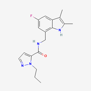 molecular formula C18H21FN4O B5324486 N-[(5-fluoro-2,3-dimethyl-1H-indol-7-yl)methyl]-1-propyl-1H-pyrazole-5-carboxamide 