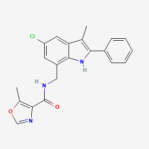 molecular formula C21H18ClN3O2 B5324539 N-[(5-chloro-3-methyl-2-phenyl-1H-indol-7-yl)methyl]-5-methyl-1,3-oxazole-4-carboxamide 