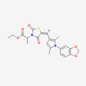 molecular formula C22H22N2O6S B5324605 ethyl 2-(5-{[1-(1,3-benzodioxol-5-yl)-2,5-dimethyl-1H-pyrrol-3-yl]methylene}-2,4-dioxo-1,3-thiazolidin-3-yl)propanoate 