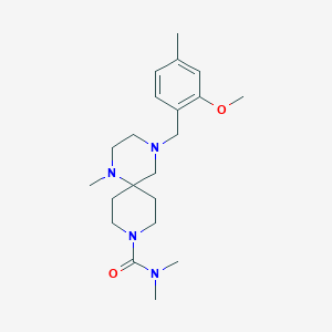 molecular formula C21H34N4O2 B5324653 4-(2-methoxy-4-methylbenzyl)-N,N,1-trimethyl-1,4,9-triazaspiro[5.5]undecane-9-carboxamide 