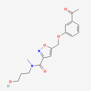 molecular formula C17H20N2O5 B5324670 5-[(3-acetylphenoxy)methyl]-N-(3-hydroxypropyl)-N-methylisoxazole-3-carboxamide 