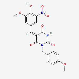 5-(4-hydroxy-3-methoxy-5-nitrobenzylidene)-1-(4-methoxybenzyl)-2,4,6(1H,3H,5H)-pyrimidinetrione