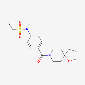 molecular formula C17H24N2O4S B5324749 N-[4-(1-oxa-8-azaspiro[4.5]dec-8-ylcarbonyl)phenyl]ethanesulfonamide 