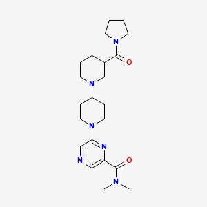 molecular formula C22H34N6O2 B5324833 N,N-dimethyl-6-[3-(pyrrolidin-1-ylcarbonyl)-1,4'-bipiperidin-1'-yl]pyrazine-2-carboxamide 