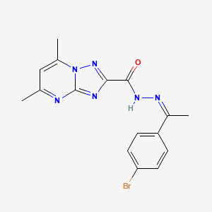 molecular formula C16H15BrN6O B5324910 N'-[1-(4-bromophenyl)ethylidene]-5,7-dimethyl[1,2,4]triazolo[1,5-a]pyrimidine-2-carbohydrazide 